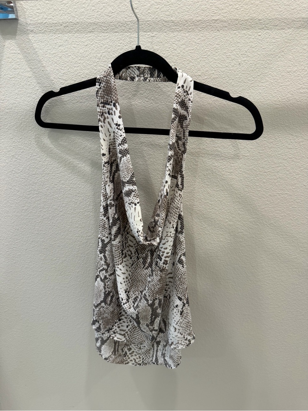 Vici Snake Print Halter cowl neck tank - White & Brown